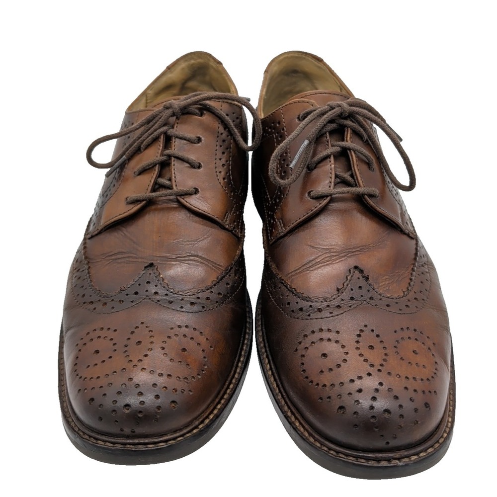 Donald PLINER Ramsey Brogue OXFORDS Brown Leather Wing Tip Dress Shoes Mens Sz 9 - Picture 2 of 12